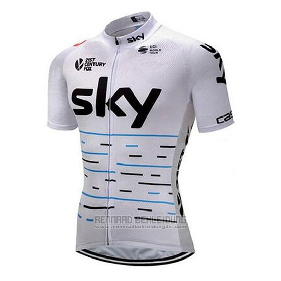 2018 Fahrradbekleidung Sky Wei und Shwarz Trikot Kurzarm und Tragerhose